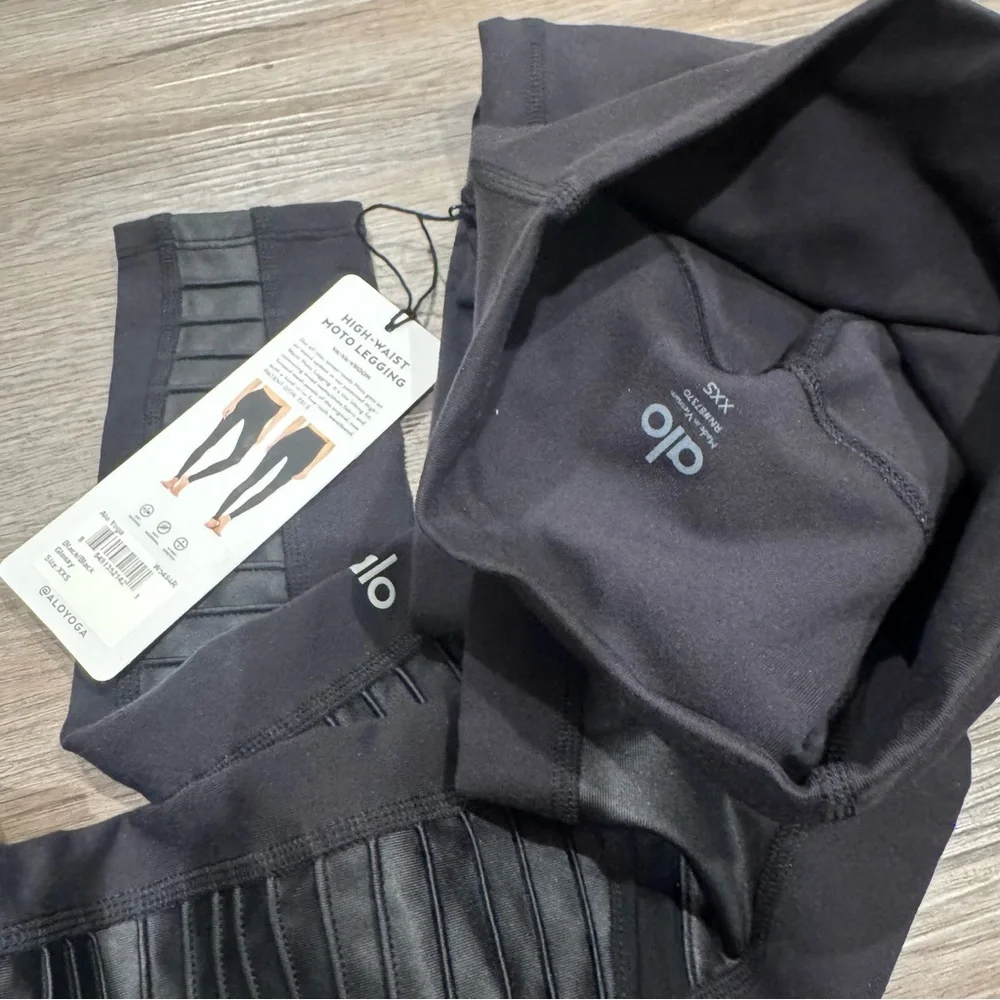 ALO Yoga Moto High Waisted Black Leggings